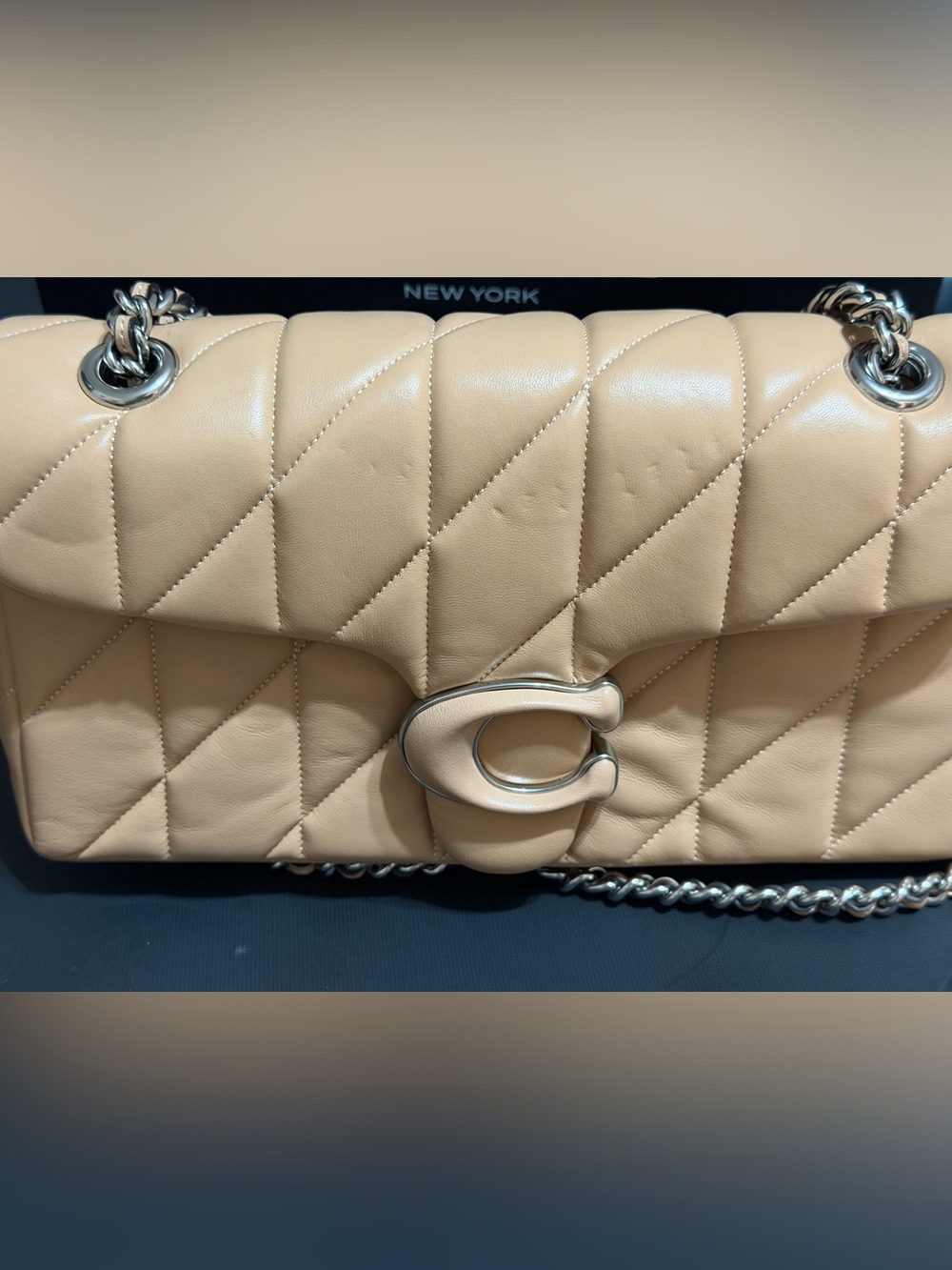 Coach Quilted Shoulder Bag in Soft Nude with Silver Hardware